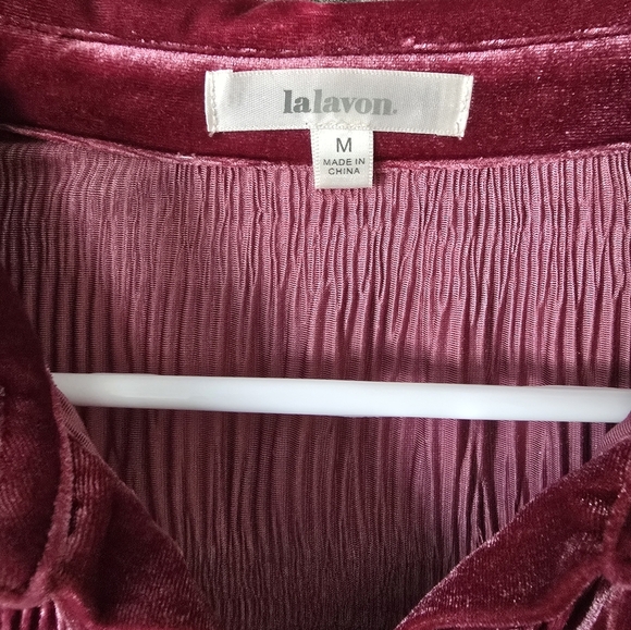 Lalavon Fuchsia Velvet Long Sleeve Button Down Ruched Mini Dress Size M - Picture 4 of 6